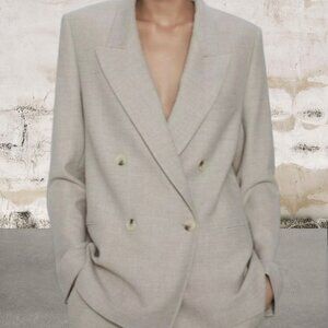 Zara Women's Cream Blazer Tailored Suit Jacket Size Medium